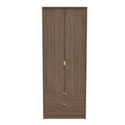 Tamworth Tall 2 Drawer Wardrobe In Carini Walnut (Ready Assembled)