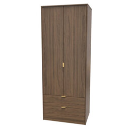 Tamworth Tall 2 Drawer Wardrobe In Carini Walnut (Ready Assembled) - thumbnail 3