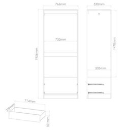 Tamworth Tall 2 Drawer Wardrobe In Carini Walnut (Ready Assembled) - thumbnail 7