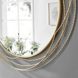 Furniturebox Saskia 90Cm Round Gold Art Deco Layed Metal Rope Hallway Bedroom Dining And Living Room Wall Mirror - thumbnail 3