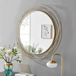 Furniturebox Saskia 90Cm Round Gold Art Deco Layed Metal Rope Hallway Bedroom Dining And Living Room Wall Mirror