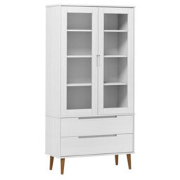 Berkfield Vitrine Cabinet Molde White 90X35X175 Cm Solid Wood Pine - thumbnail 2