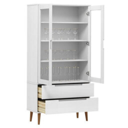 Berkfield Vitrine Cabinet Molde White 90X35X175 Cm Solid Wood Pine - thumbnail 3