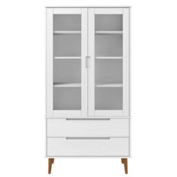 Berkfield Vitrine Cabinet Molde White 90X35X175 Cm Solid Wood Pine - thumbnail 4