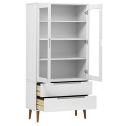 Berkfield Vitrine Cabinet Molde White 90X35X175 Cm Solid Wood Pine - thumbnail 5
