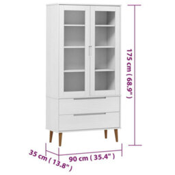 Berkfield Vitrine Cabinet Molde White 90X35X175 Cm Solid Wood Pine - thumbnail 8