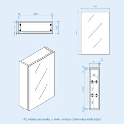 Nes Home Anthracite 400mm Bathroom Mirror Cabinet With Shelf Storage - thumbnail 6