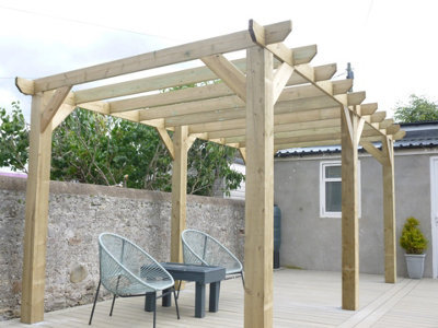 "NLC(DRIFFIELD)LIMITED Nlc Xl Wooden Pergola 5.4M X 3.0M (17'9"" X 9'10"") With Heavy Duty Tanalised Timber" - image 1