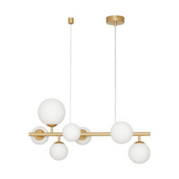 Luminosa Lighting Luminosa Odillia Globe Pendant Ceiling Light Opal, Matt Gold Led G9 7X5W