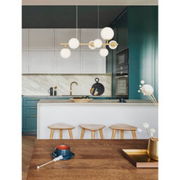 Luminosa Lighting Luminosa Odillia Globe Pendant Ceiling Light Opal, Matt Gold Led G9 7X5W - thumbnail 2