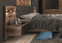 Impact Furniture Luxury King Size Bed Frame Padded Headboard Led Light Usb Usbc Chargers Bedside Cabinets Oak Black Euro Bed Kassel - thumbnail 8