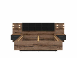 Impact Furniture Luxury King Size Bed Frame Padded Headboard Led Light Usb Usbc Chargers Bedside Cabinets Oak Black Euro Bed Kassel - thumbnail 5