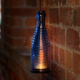 Premier Decorations Limited Blue Mirage Bottle Shape Glass & Metal Tea Light Holder
