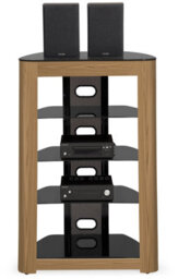 Centurion Supports Zinnia Black With Oak Fascia 5-Shelf Flat Screen Tv, Hi-Fi, Av Rack, Media Stand, Entertainment Unit - thumbnail 2