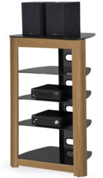Centurion Supports Zinnia Black With Oak Fascia 5-Shelf Flat Screen Tv, Hi-Fi, Av Rack, Media Stand, Entertainment Unit - thumbnail 3