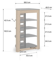 Centurion Supports Zinnia Black With Oak Fascia 5-Shelf Flat Screen Tv, Hi-Fi, Av Rack, Media Stand, Entertainment Unit - thumbnail 6