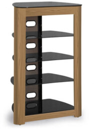 Centurion Supports Zinnia Black With Oak Fascia 5-Shelf Flat Screen Tv, Hi-Fi, Av Rack, Media Stand, Entertainment Unit - thumbnail 4