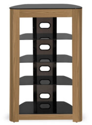 Centurion Supports Zinnia Black With Oak Fascia 5-Shelf Flat Screen Tv, Hi-Fi, Av Rack, Media Stand, Entertainment Unit - thumbnail 5