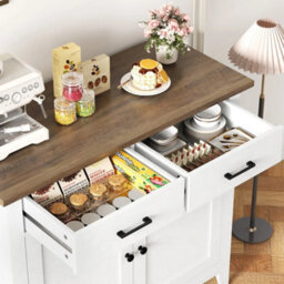 White 91Cm Sideboard With 2 Drawers & 2 Doors, Modern Kitchen Storage Cabinet - thumbnail 5