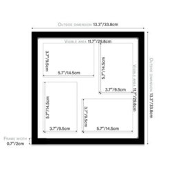 12X12 Inch 4 Opening Photo Collage Frame, Display Four 6X4 Inch Photos, Multi Aperture Family Picture Frame, Black - thumbnail 4