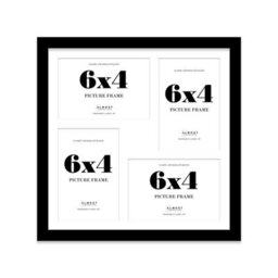 12X12 Inch 4 Opening Photo Collage Frame, Display Four 6X4 Inch Photos, Multi Aperture Family Picture Frame, Black - thumbnail 2