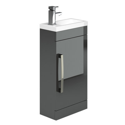 Plum&clay Novela Gloss Anthracite Floorstanding Cloakroom Vanity Unit With Basin (W)400mm - image 1