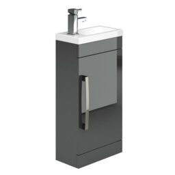 Plum&clay Novela Gloss Anthracite Floorstanding Cloakroom Vanity Unit With Basin (W)400mm - thumbnail 1