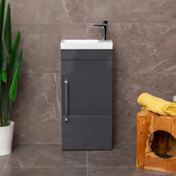 Plum&clay Novela Gloss Anthracite Floorstanding Cloakroom Vanity Unit With Basin (W)400mm - thumbnail 3