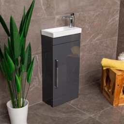 Plum&clay Novela Gloss Anthracite Floorstanding Cloakroom Vanity Unit With Basin (W)400mm - thumbnail 5