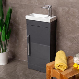 Plum&clay Novela Gloss Anthracite Floorstanding Cloakroom Vanity Unit With Basin (W)400mm - thumbnail 4