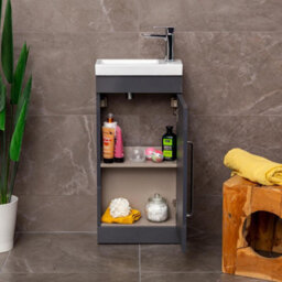 Plum&clay Novela Gloss Anthracite Floorstanding Cloakroom Vanity Unit With Basin (W)400mm - thumbnail 6