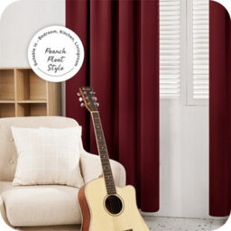 Deconovo Thermal Insulated Blackout Curtains Energy Saving Noise Reducing Blackout Curtains 42 X 95 Inch Red 2 Panels - thumbnail 2
