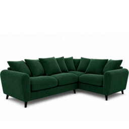 BlissFurniture Ltd Bliss Furniture Harlow Jumbo Cord Right Hand Dual Arm Corner Sofa, Modern Design Comfortable Memory Foam Seating In Green