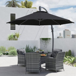 Outsunny 3(M) Garden Cantilever Parasol With Crank Aluminium Frame Black - thumbnail 8