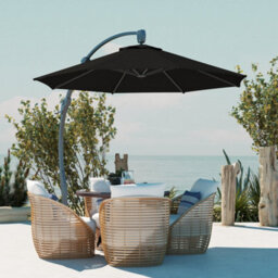 Outsunny 3(M) Garden Cantilever Parasol With Crank Aluminium Frame Black - thumbnail 7