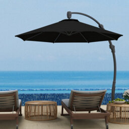 Outsunny 3(M) Garden Cantilever Parasol With Crank Aluminium Frame Black - thumbnail 1
