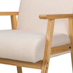 Nordlys Solid Wood White Bouclé Lounge Chair Countryside Style Living Room - thumbnail 8