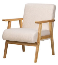 Nordlys Solid Wood White Bouclé Lounge Chair Countryside Style Living Room - thumbnail 2