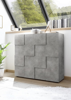 FurniComp LTD Furnicomp Lyon 2 Door Concrete Grey Tall Sideboard/highboard - image 1