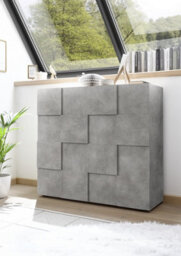 FurniComp LTD Furnicomp Lyon 2 Door Concrete Grey Tall Sideboard/highboard