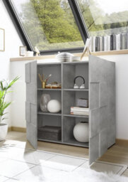 FurniComp LTD Furnicomp Lyon 2 Door Concrete Grey Tall Sideboard/highboard - thumbnail 2