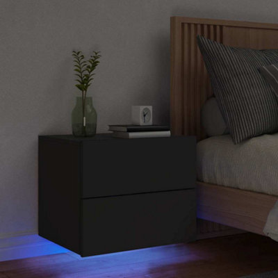 Walplus Wall-Mounted Bedside Cabinet With Led Lights Black - image 1