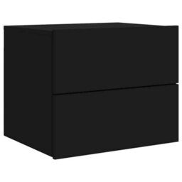 Walplus Wall-Mounted Bedside Cabinet With Led Lights Black - thumbnail 3