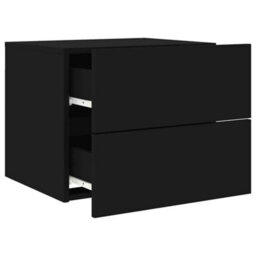 Walplus Wall-Mounted Bedside Cabinet With Led Lights Black - thumbnail 6