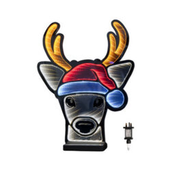 Samuel Alexander 40Cm Light Up Christmas Deer Head In Santa Hat Infinity Decoration With Leds - thumbnail 9