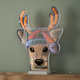 Samuel Alexander 40Cm Light Up Christmas Deer Head In Santa Hat Infinity Decoration With Leds - thumbnail 8