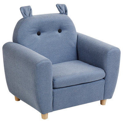 Beliani Kids Armchair Hippo Maribo Fabric Blue - image 1