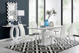 Furniturebox Uk Arezzo Large Extending Dining Table And 6 White Isco Chairs - thumbnail 1