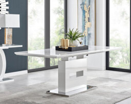 Furniturebox Uk Arezzo Large Extending Dining Table And 6 White Isco Chairs - thumbnail 5