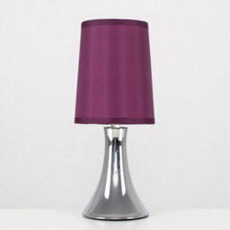 Valuelights Pair Of - Small Chrome Touch Table Lamps With Purple Fabric Shades With 5W Led Dimmable Candle Bulbs In Warm White - thumbnail 3